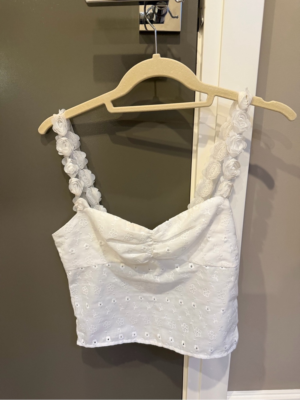 Princess Polly White Floral Eyelet Tank Top